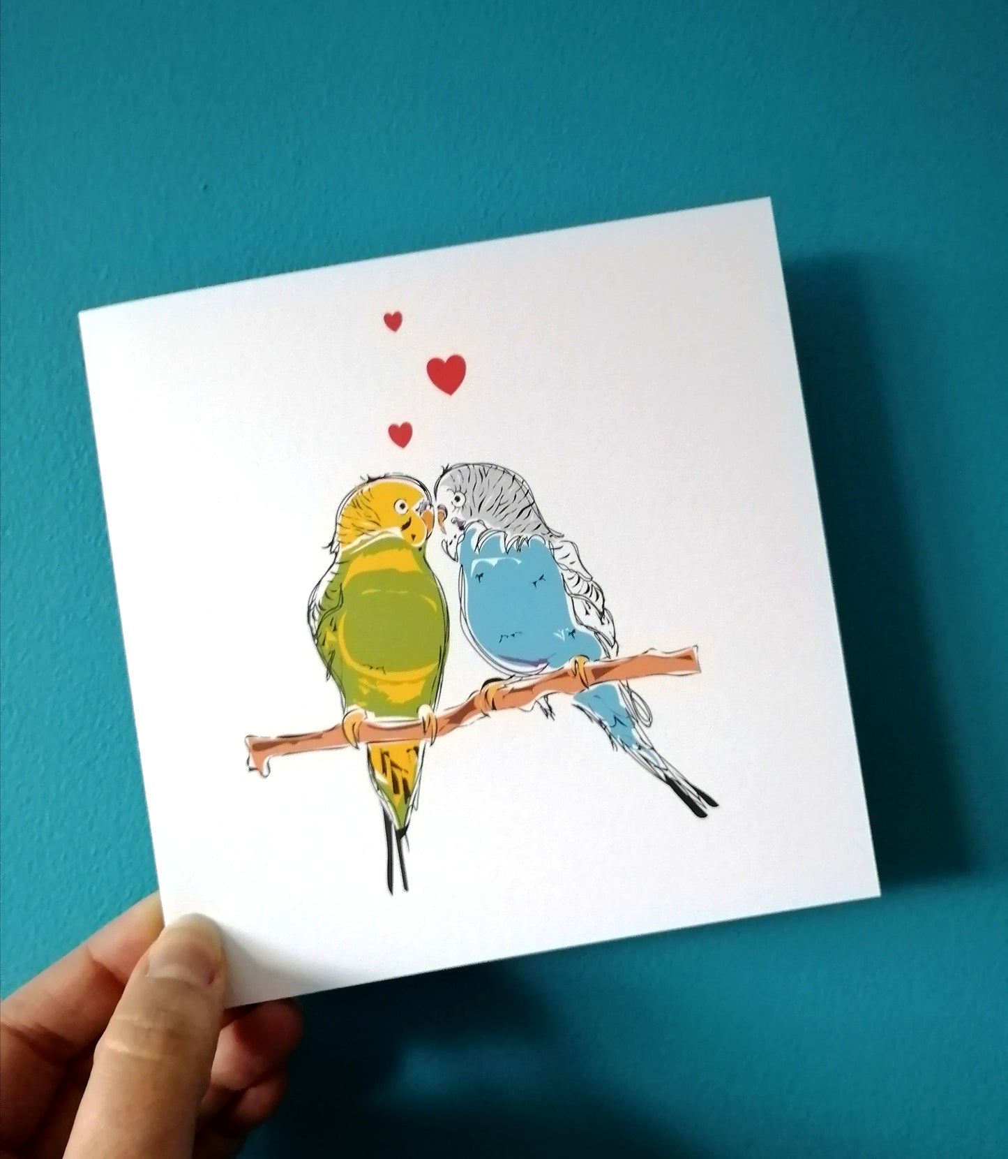 Budgies in love card and print image 1