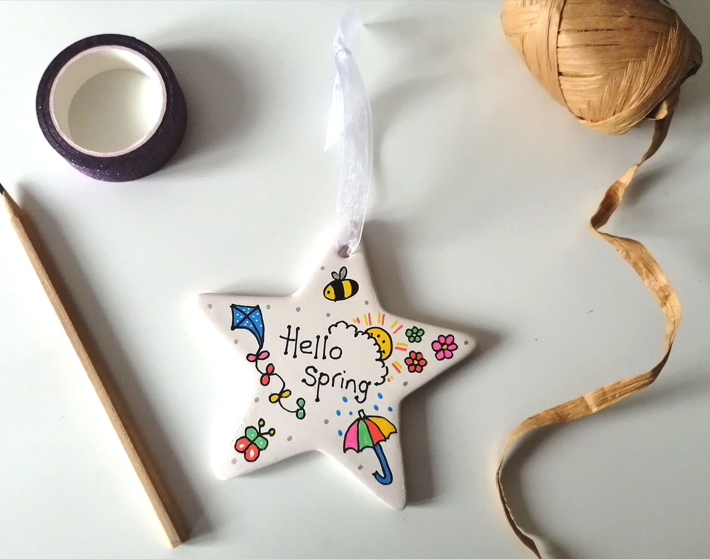 Hello Spring Ceramic Star Decoration image 2