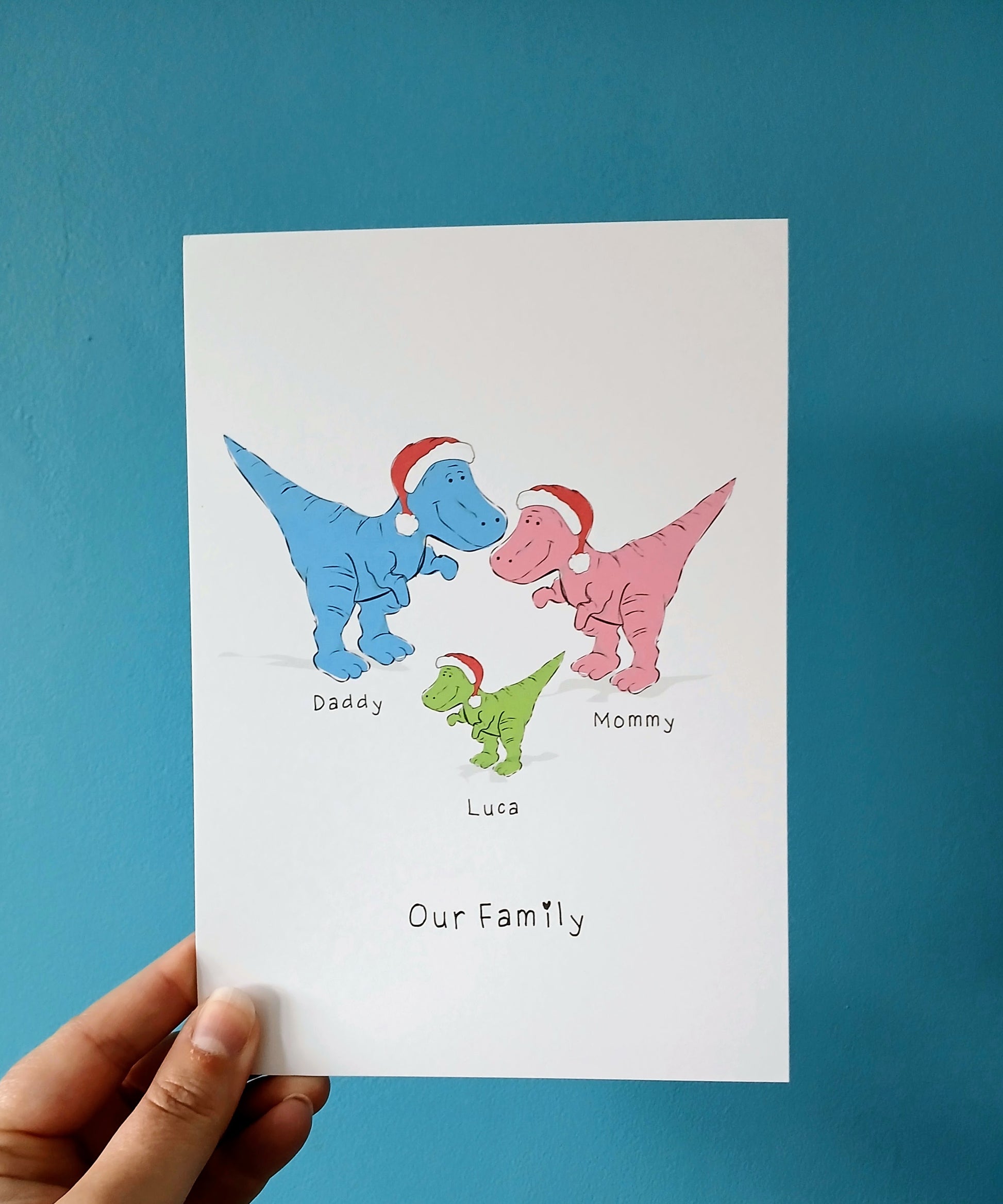 Dinosaur T-Rex Christmas Family Print image 0