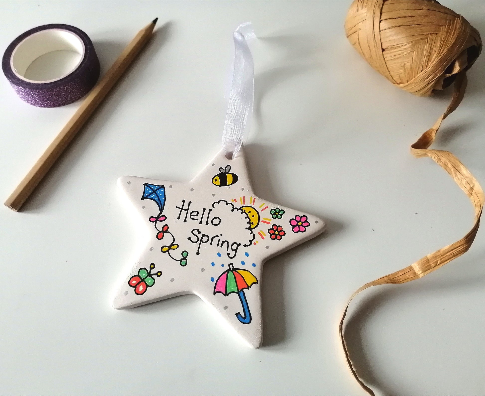 Hello Spring Ceramic Star Decoration image 1