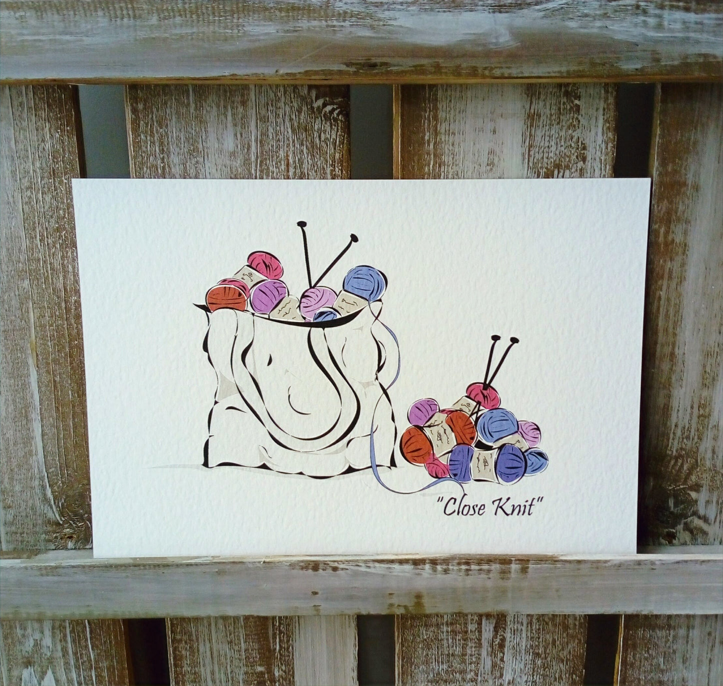 'Close Knit' Knitting Card or Print  image 1