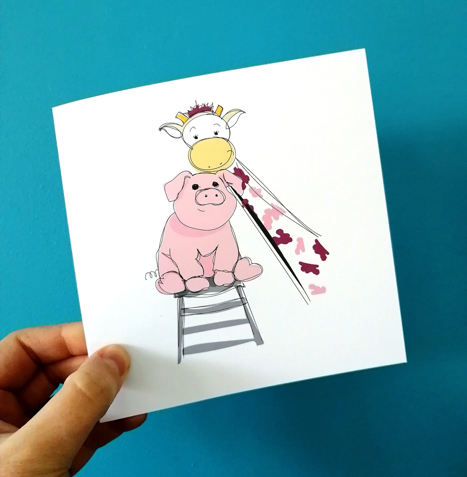 Giraffe & Pig Couple Card image 0