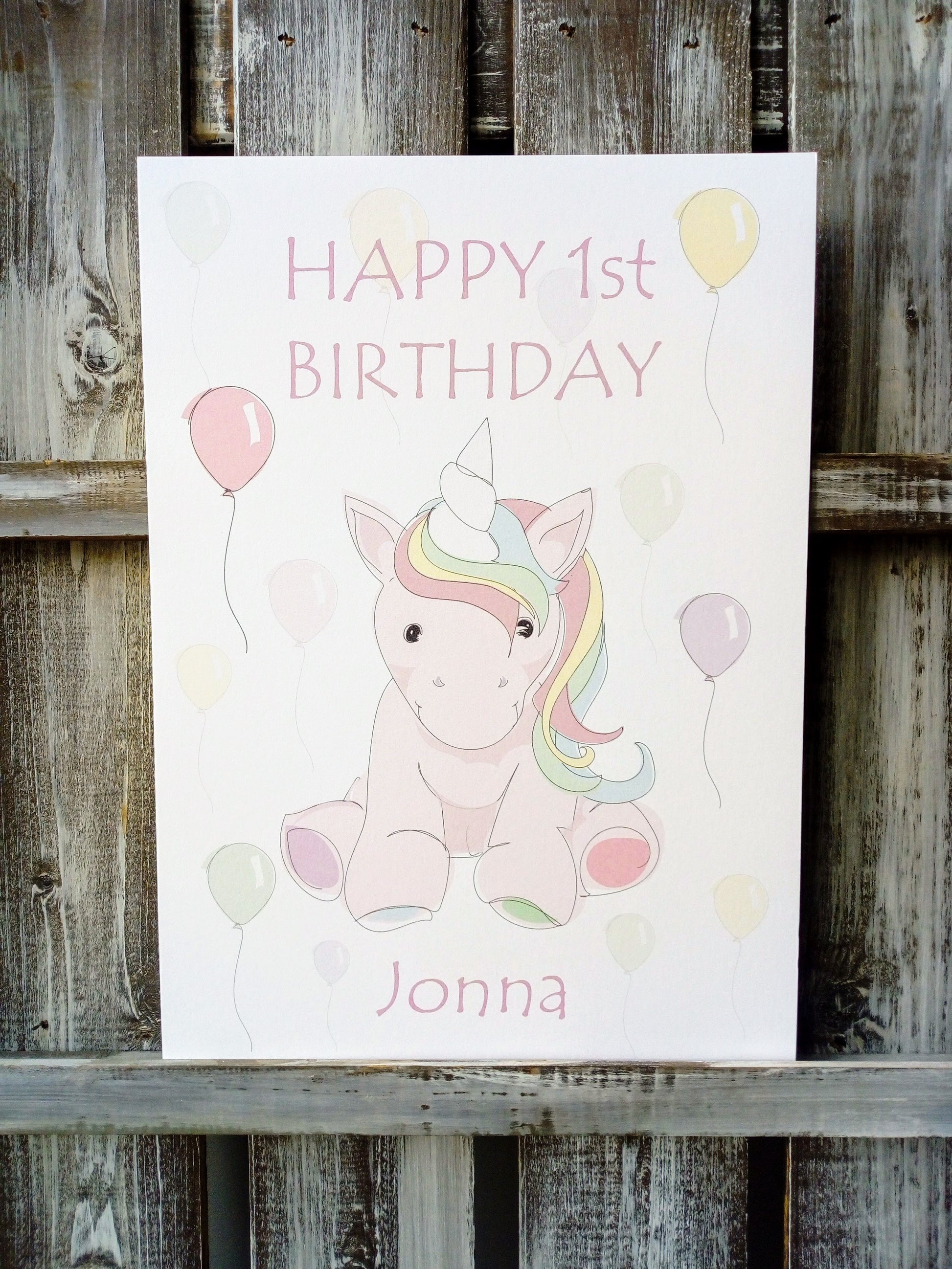 Unicorn Happy Birthday Card or Print image 2