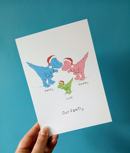 Dinosaur T-Rex Christmas Family Print image 1