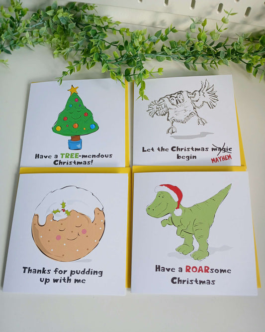 Funny Festive Christmas Card Pack - Pack of 8 (4 designs) image 1