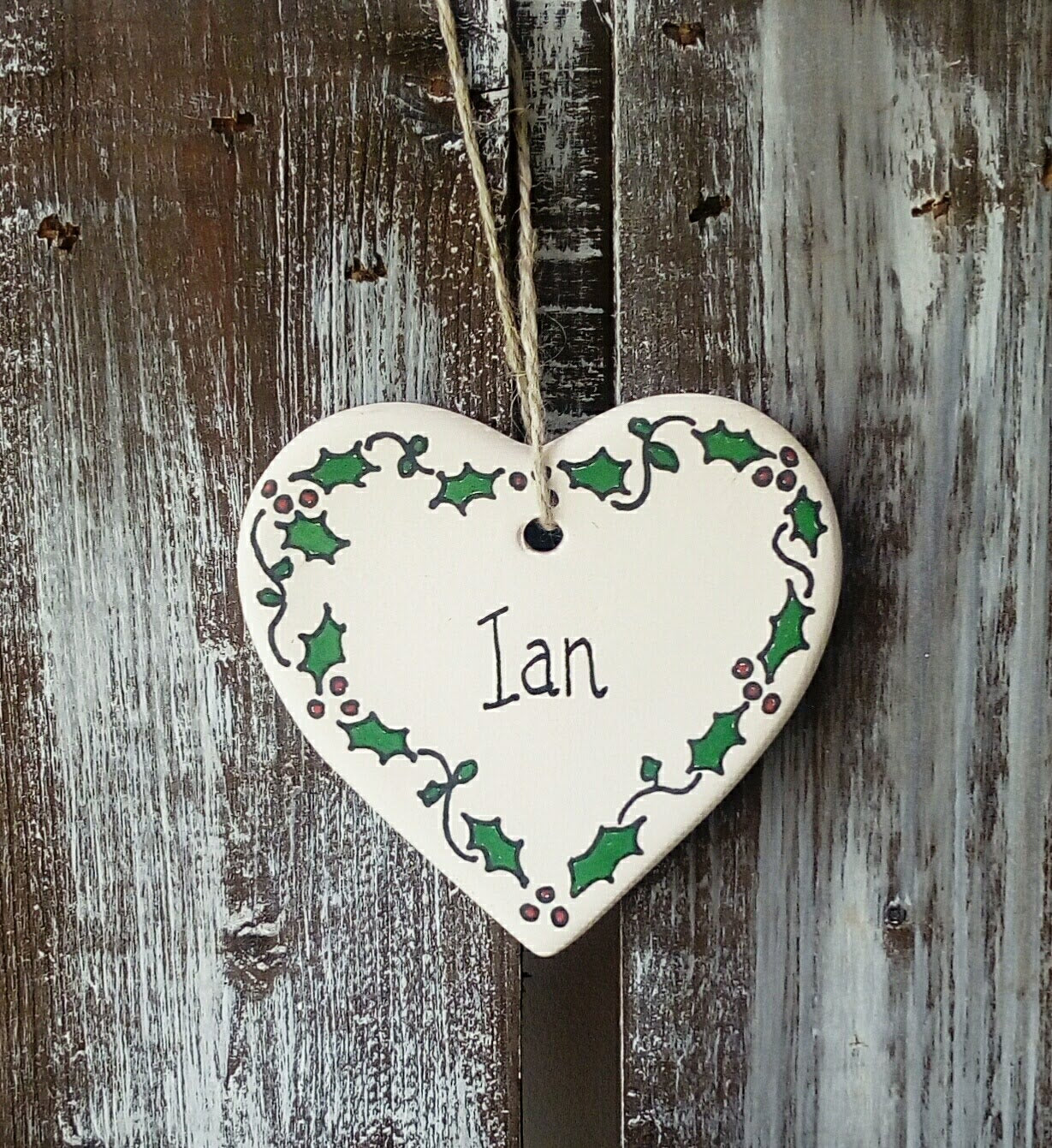 Christmas personalised ceramic heart image 2