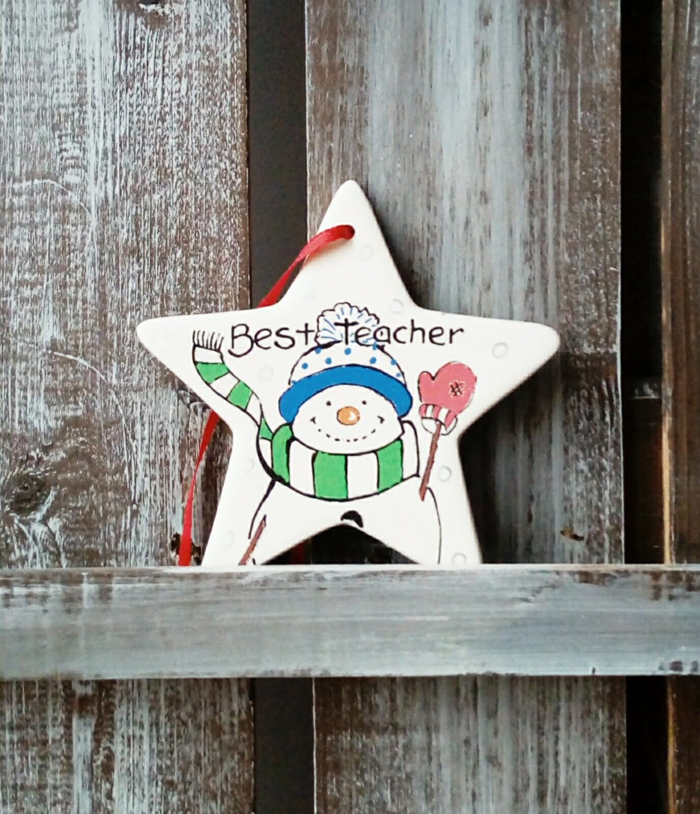 Snowman Teacher Thank you Star image 0