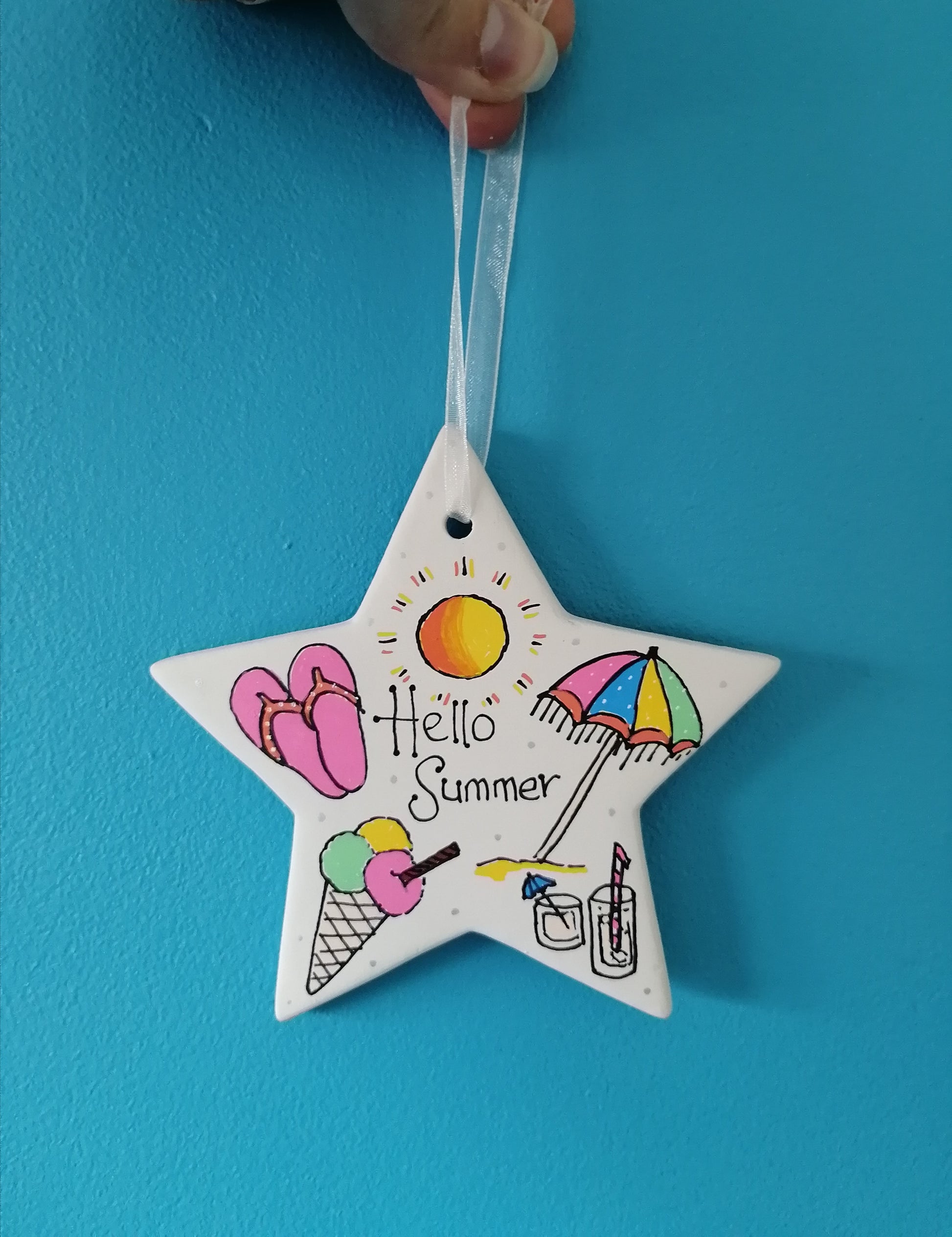 Hello Summer Ceramic Star Decoration image 0