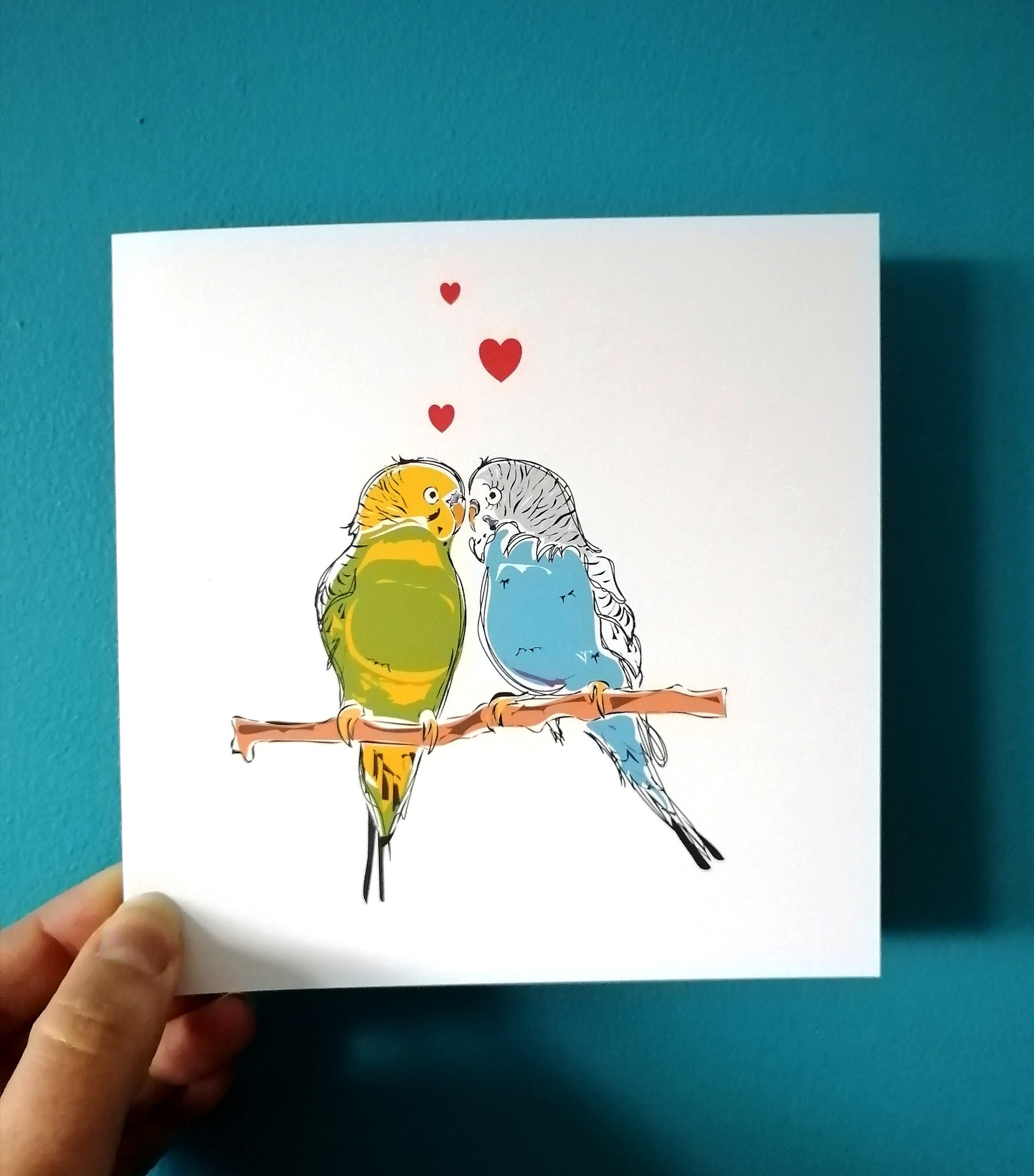 Budgies in love card and print image 0